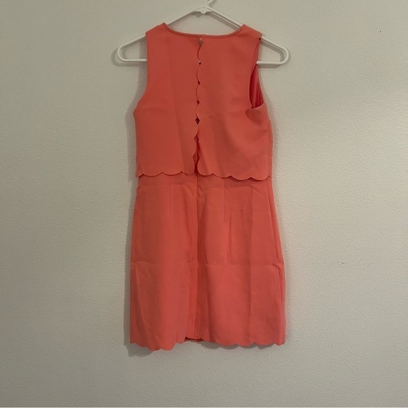 Ann Taylor LOFT Coral Salmon Pink Scallop Layered Sleeveless Womens Dress - Picture 4 of 7